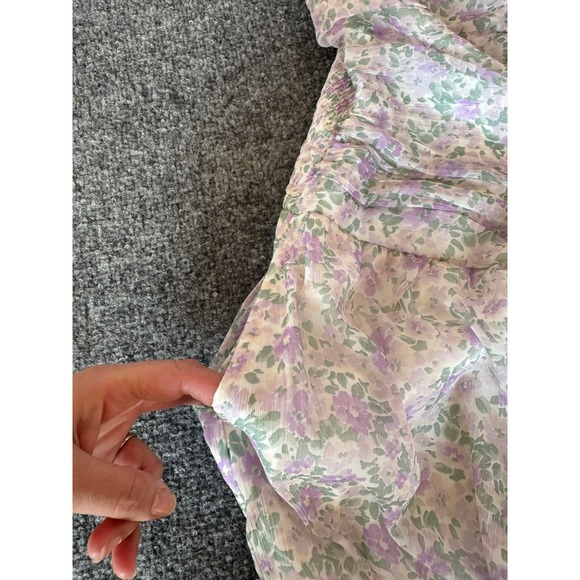 Hollister Floral Chilfon Skort Mini Dress Spaghetti Straps Lavender Green SZ M - Picture 11 of 14